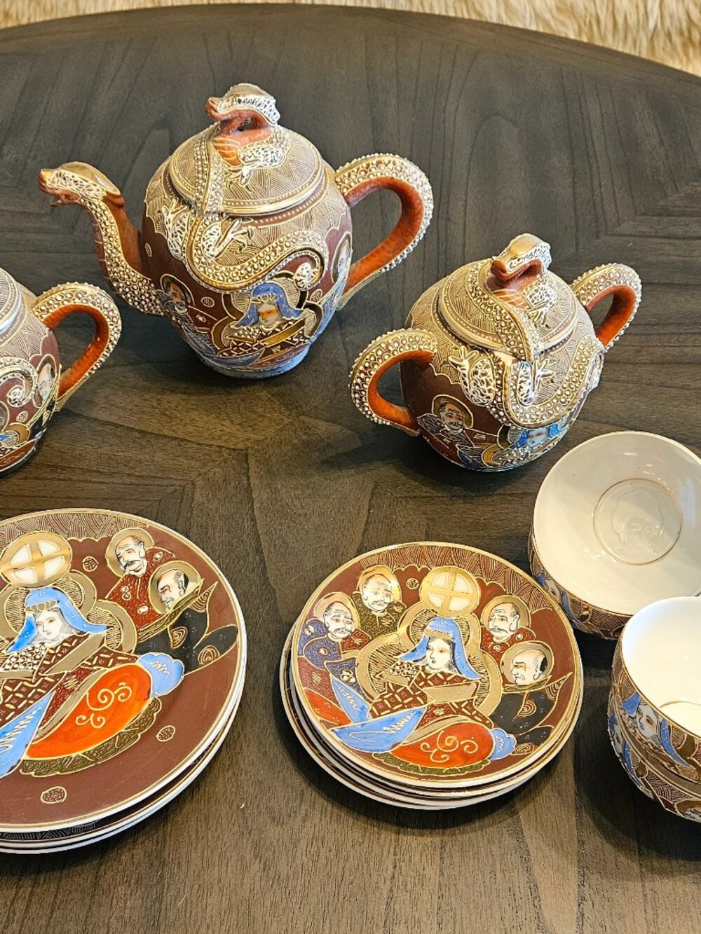 Japanese Kutani Moriage Dragonware Tea Set Service For 4 Vintage {#98-1}